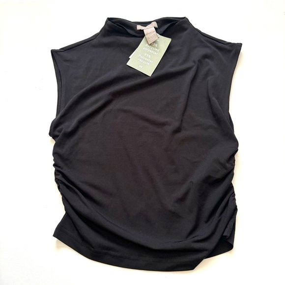 H&M NWT black draped shoulder-pad top size small - Picture 1 of 5